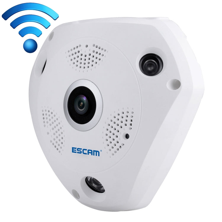 ESCAM Shark QP180 960P 360 Degrees Fisheye Lens 1.3MP WiFi IP Camera, Support Motion Detection / Night Vision, IR Distance: 10m, QP180 ESCAM Shark QP180 960P 360 Degrees Fisheye Lens 1.3MP WiFi IP Camera, Support Motion Detection / Night Vision, IR Distance: 10m, QP180